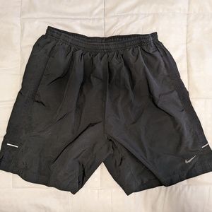Nike dri-fit running shorts with mesh liner, black